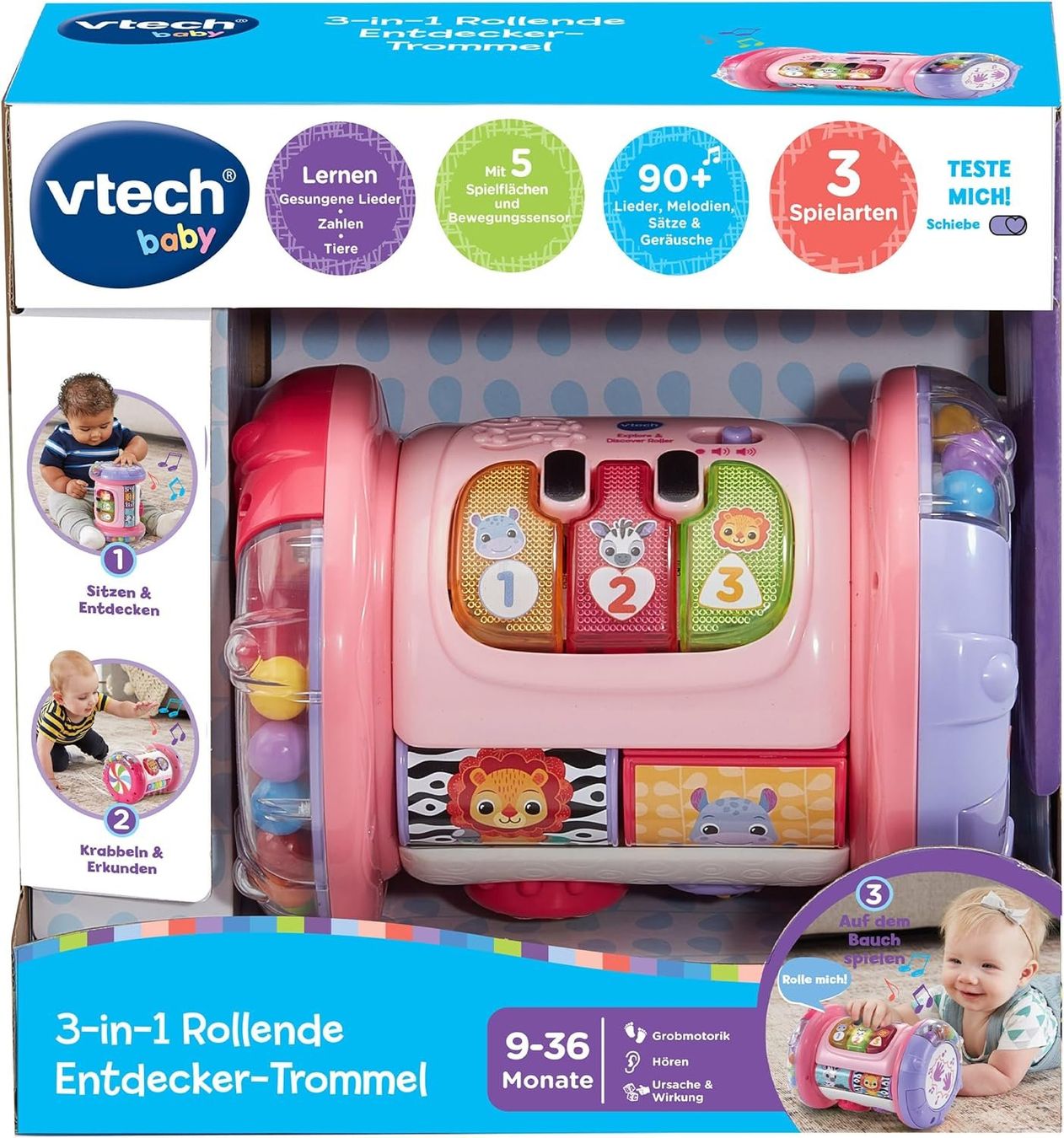 Vtech Giocattoli: Vtech 3-in-1 Rollende Entdecker-Trommel pink – Nuovo e nell'imballaggio originale da Suhr venduto da SchnapperCH 5
