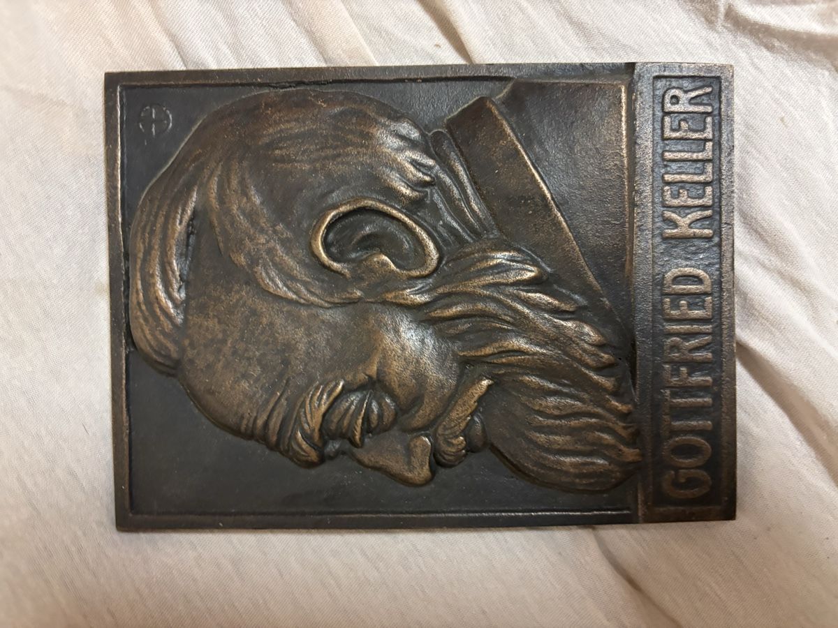 Sculture & Statue: Relief Gottfried Keller bronze antique, rare - collection – Usato da Sâles (Gruyère) venduto da LEALdebarras1