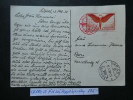CH 1930 Nr. F11 auf toller Karte Zeppelinpostflug BS-Zürich
