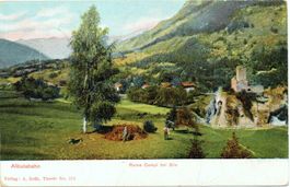 ALBULABAHN mit Ruine Campi bei Sils - Landwirtschaft