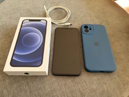 iPhone 12 128 GB schwarz mit Hülle und Kabel Top Zustand