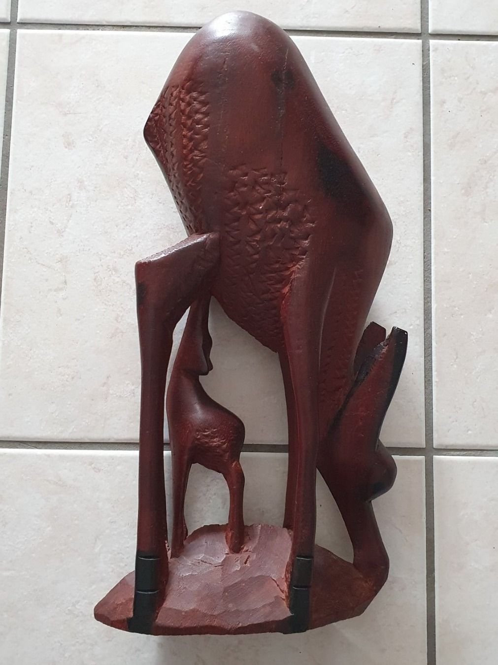 Statuette: Handgeschnitzt Deko Rehmutter mit Jung aus Massive Holz – Usato da Winterthur venduto da Ywan1