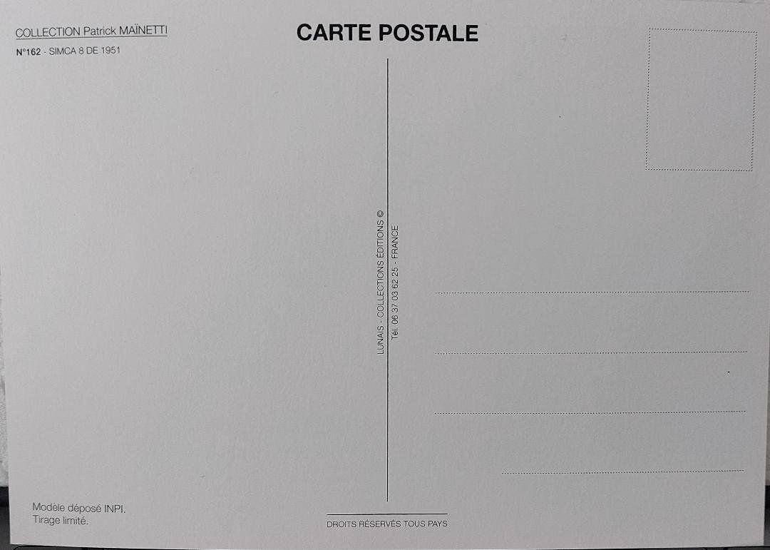 Cartes postales: SIMCA 8  de 1951 – Neuf (Voir description) à Delémont par Domdom1 1