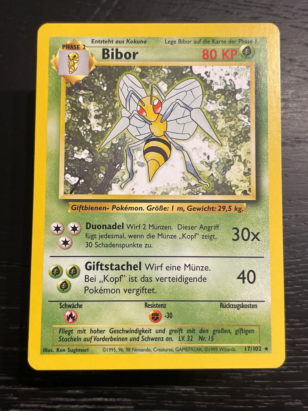 Pokémon Carte collezionabili: Pokemon Bibor 17/102 rar base set – Usato da Hugelshofen venduto da Suimosa