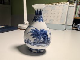 Vintage Vase, Porzellan, Blau-Weiss Dekor, Top Zustand!