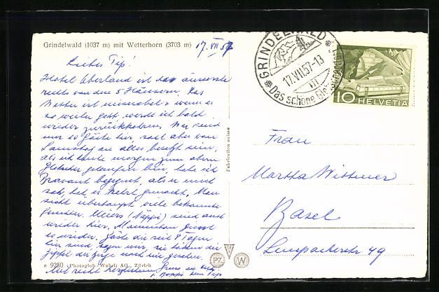 Cartoline postali: Grindelwald, Central Hotel Wolter und We – Usato da Berlin venduto da bartko-reher 1