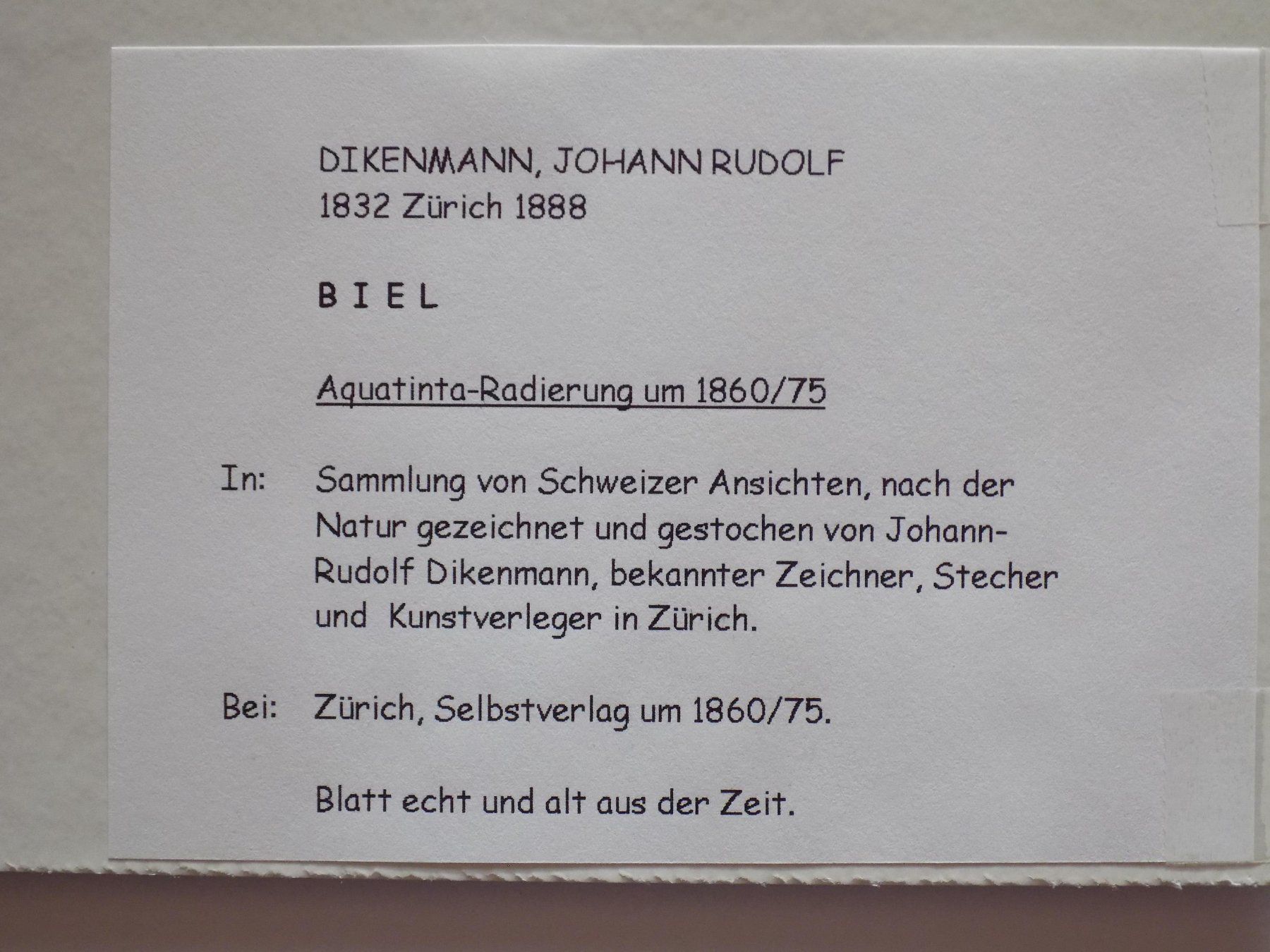 Stiche: Biel Bienne Dikenmann – Gebraucht aus Risch von Antikfee 9