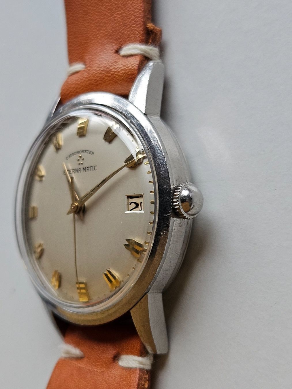 Eterna Orologi: Eterna-Matic Chronometer 1955 Date mit Box – Usato da Berikon venduto da mmm21 2
