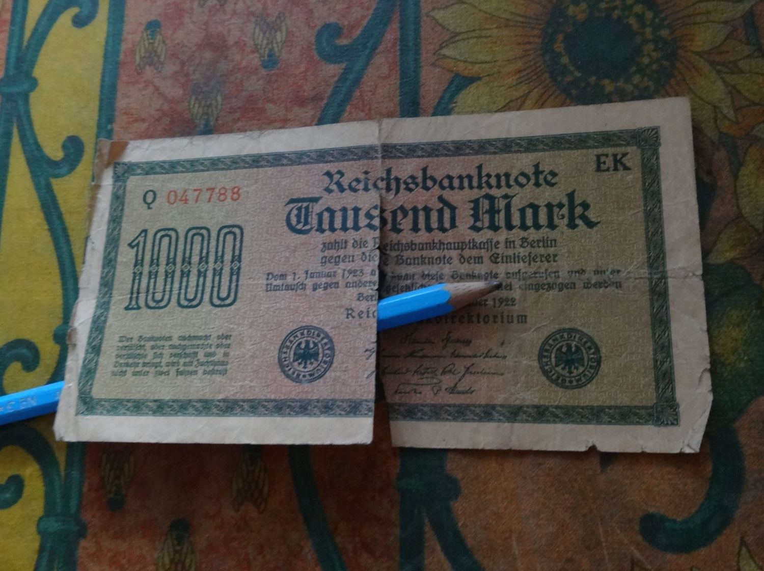 Banknoten: DEUTSCHLAND  1000  Mark  1922  Billet – Gebraucht aus Romanel-sur-Lausanne von Swift13 2