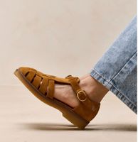 Charlie Sandals in Amber suede - ODAJE Paris - Avec pochon