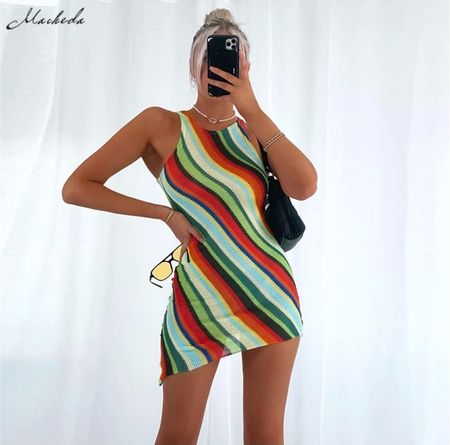Streifen Druck Kleid 👗✨