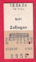 KARTON BILLETT, SUHR - ZOFINGEN, 2.KLASSE, RETOUR, HALBTAX