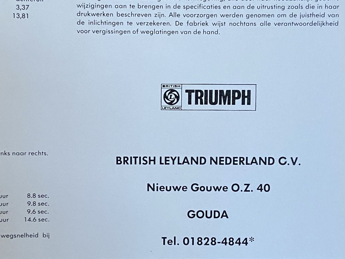 Triumph Dokumente: Triumph 2000 MK2 Prospekt ca 1970 1971 brochure holländisch – Gebraucht aus Langenthal von Andreasdavidk 8