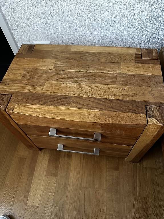 Jysk Letti: Doppelbett Eichemassiv, inkl. 2Nachtisch, Matrazen – Usato da Amriswil venduto da Ursi01 1