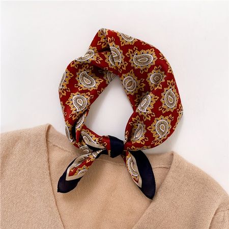 New 53cm Silk Scarf, Burgundy Paisley Bandana 100% Silk