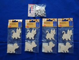 Basteln. Holz Magnet KATZE/HUND, Pappelholz. NEU