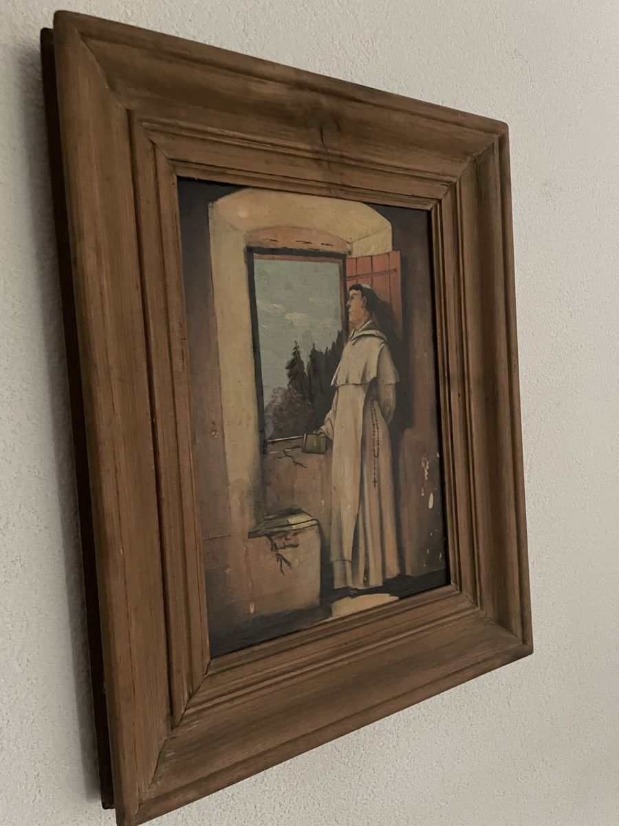 Gemälde: Huile ancienne moine encadrée bois  – Gebraucht aus Lamboing von christopheO 4