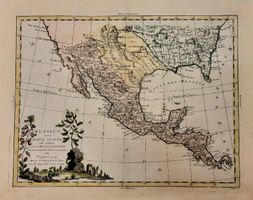 RARE GRAVURE AQUARELLEE / CARTE  NUOVA SPAGNA , MESSICO 1785