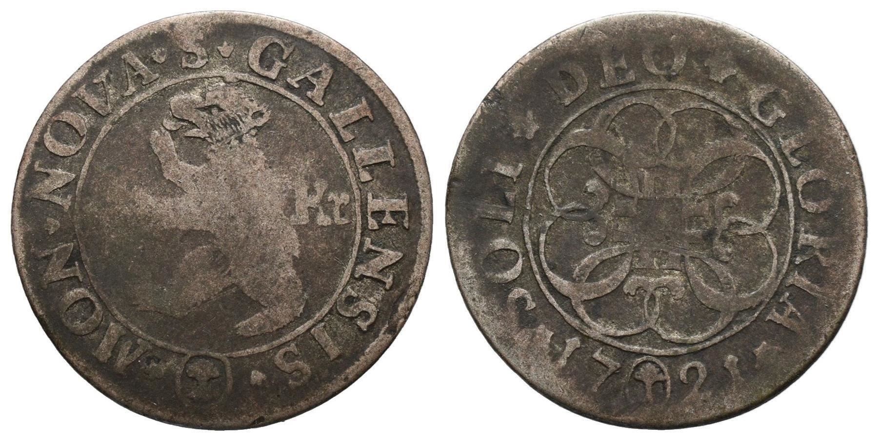 Tutti le monete: St. Gallen 4 Kreuzer 1721  /3400 – Usato da Trimbach venduto da Solothurn1