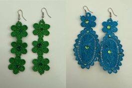 Modeschmuck: Handgemachte Ohrringe grün und blau