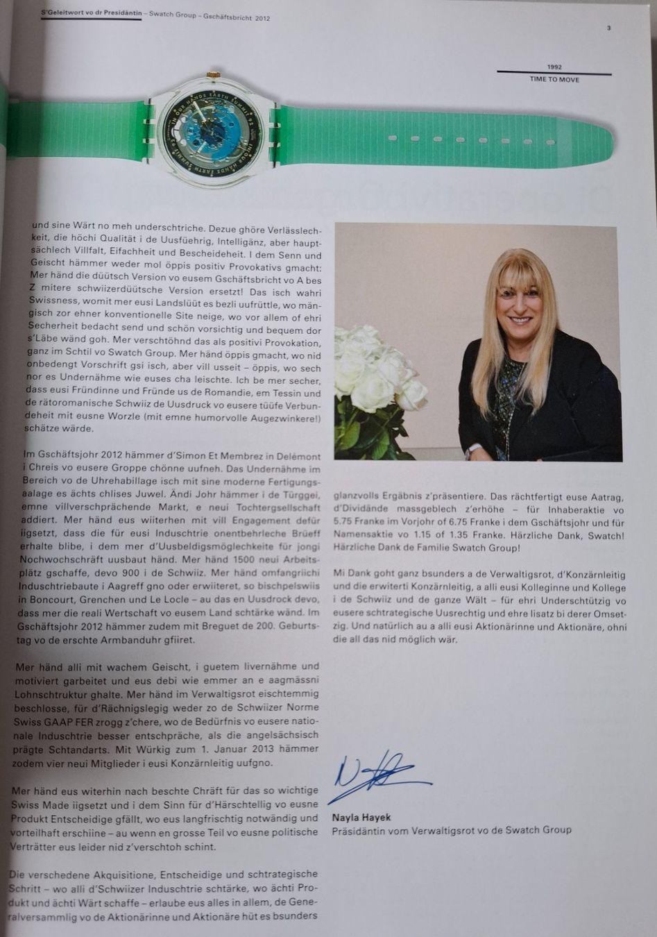 Bücher: Swatch Group Gschäftsbricht 2012, Eimaligi Dialäkt-Usgaab! – Gebraucht aus Grenchen von Schlussliecht 2