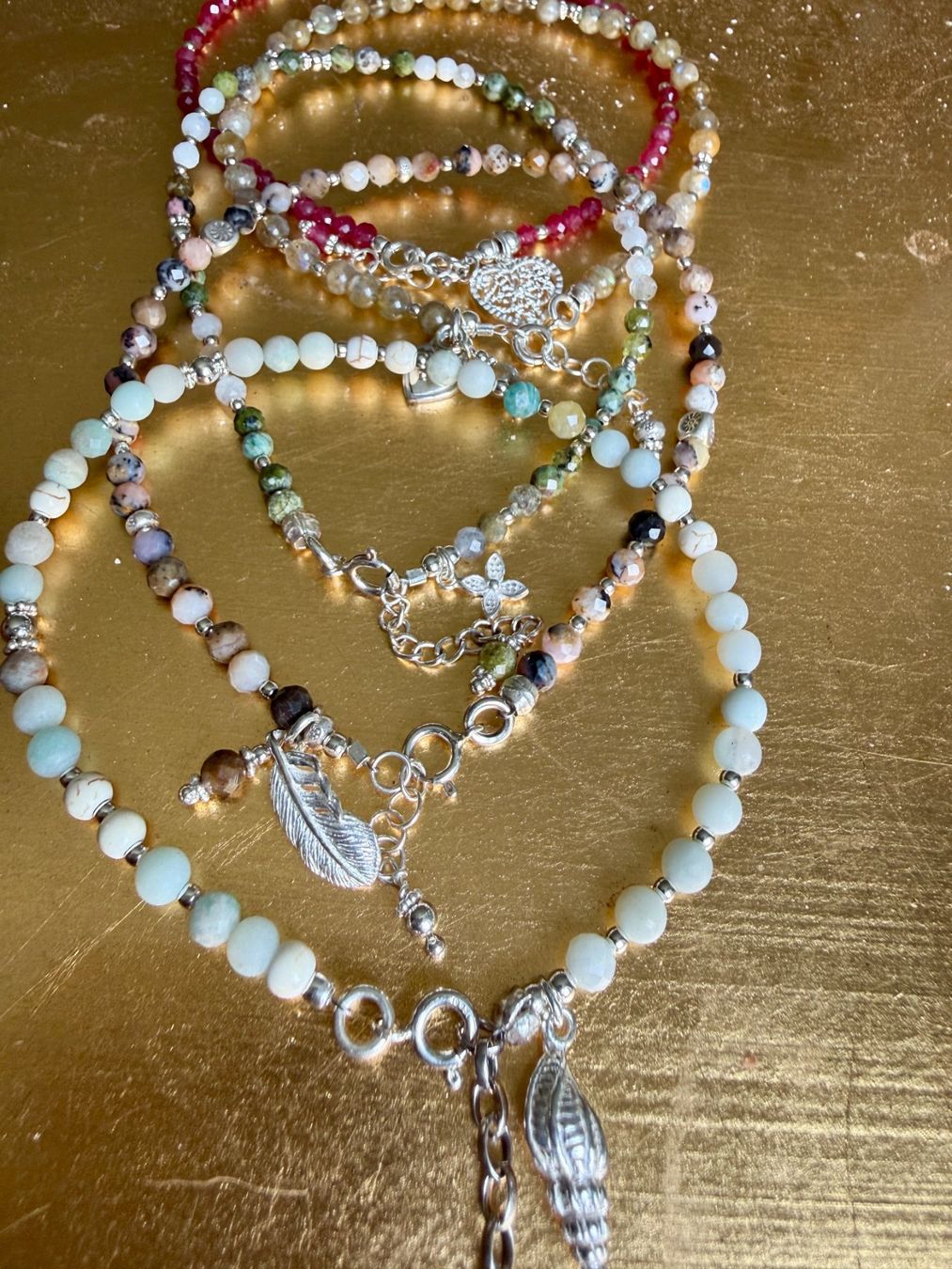 Catenine: Fussketteli mit Halbedelsteinperlen und 925 silber – Nuovo e nell'imballaggio originale da Maienfeld venduto da Cmicky 3
