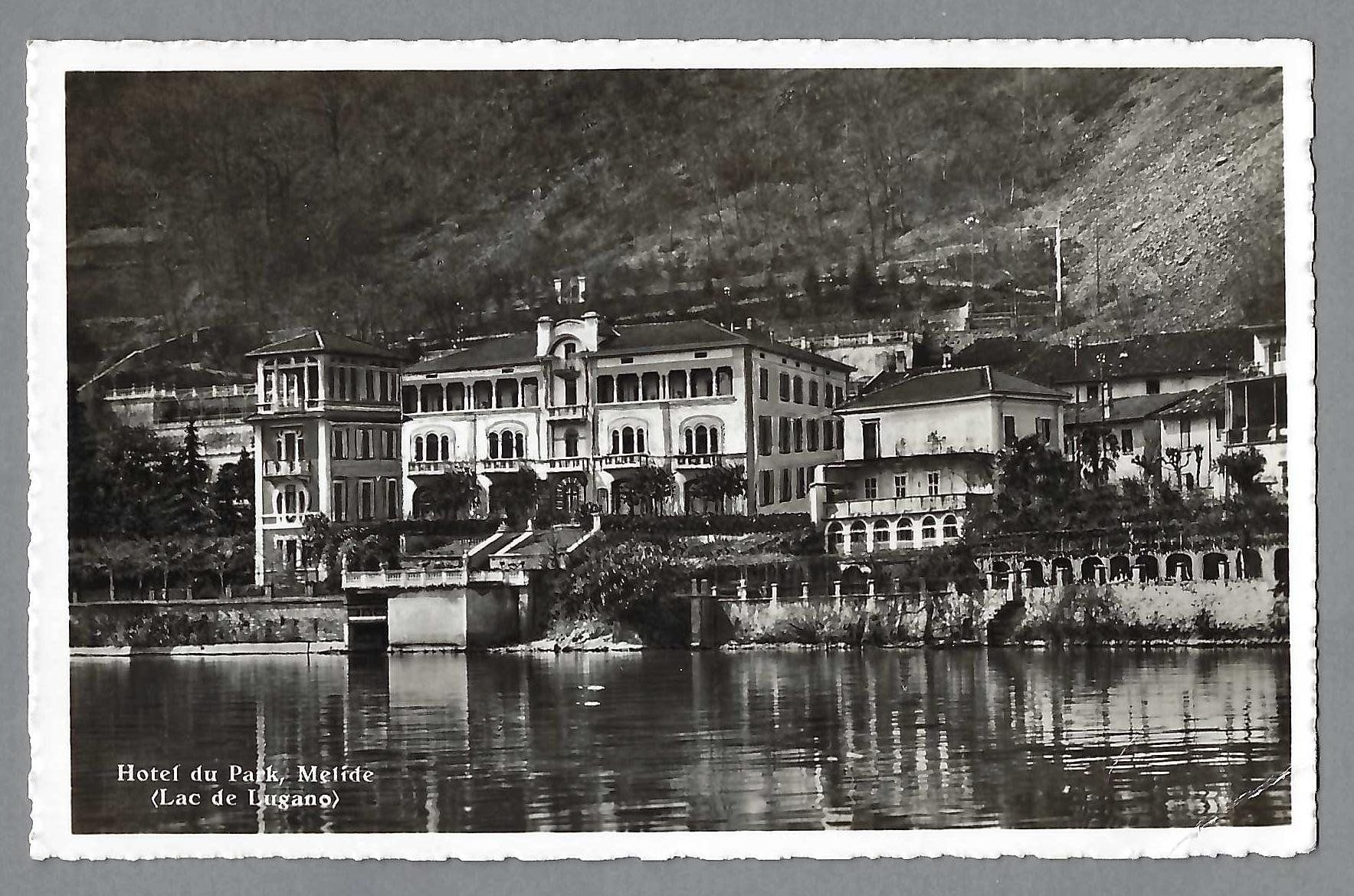 Cartoline postali: 1942, MELIDE, HÔTEL DU PARK – Usato da Pura venduto da ulisse1957