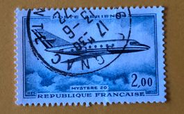 Briefmarke aus Frankreich Dassault Mystère 20 gestempelt 