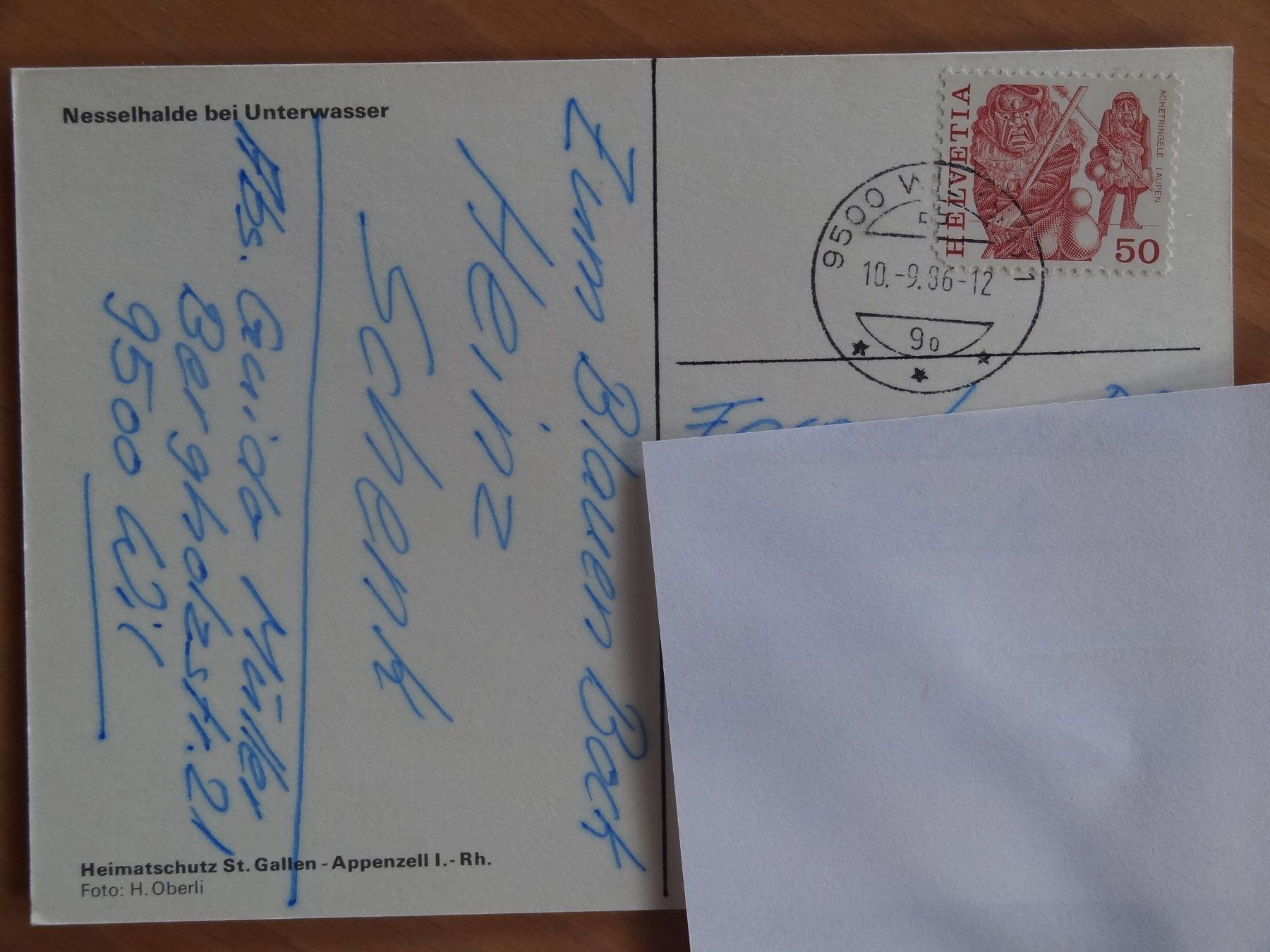 Cartoline postali: Nesselhalde bei Unterwasser - SG - 1986 – Usato da St Léonard venduto da Riglin 1