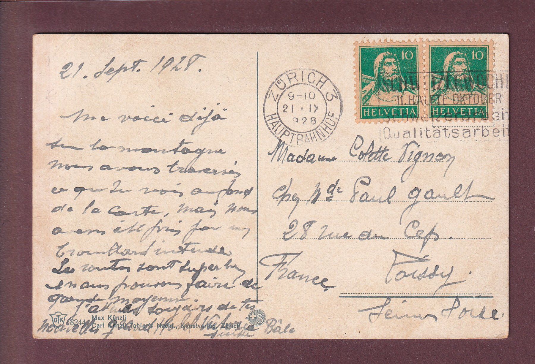 Cartoline postali: ZÜRICH - Bahnhofstrasse - Tram - 1928 – Usato da Pully venduto da nicecards 1
