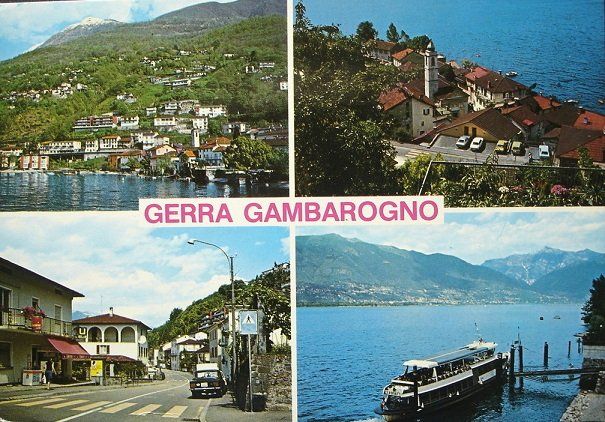 Cartoline postali: 4-Bild-AK GERRA GAMBAROGNO Auto, Boot – Usato da Jona venduto da philajona