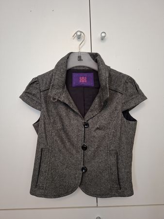 Riani Damen Kurzarm Wollblazer Grau Gr. 38 Top Zustand