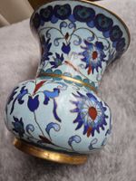 Dekorative  Cloisonné Vase in Blautönen China, 20Jhd.