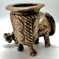 Ancien fourneau de pipe africaine en bronze de BURKINA FASO