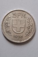 5 FRANKEN SILBERMÜNZE 1935 SEHR SCHÖN