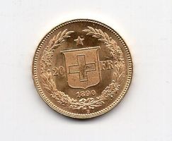 (767) Schweiz, 20 Franken 1890, Helvetia, Super stgl