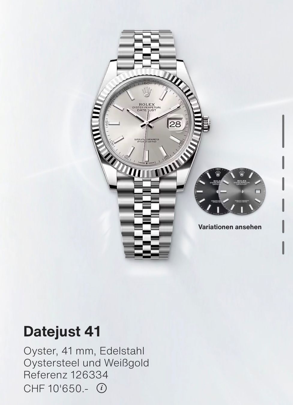 Rolex Orologi: Rolex Datejust 41 - SILBER - Ref 126334 – Usato da Wetzikon ZH venduto da Cowboy-Arnold7