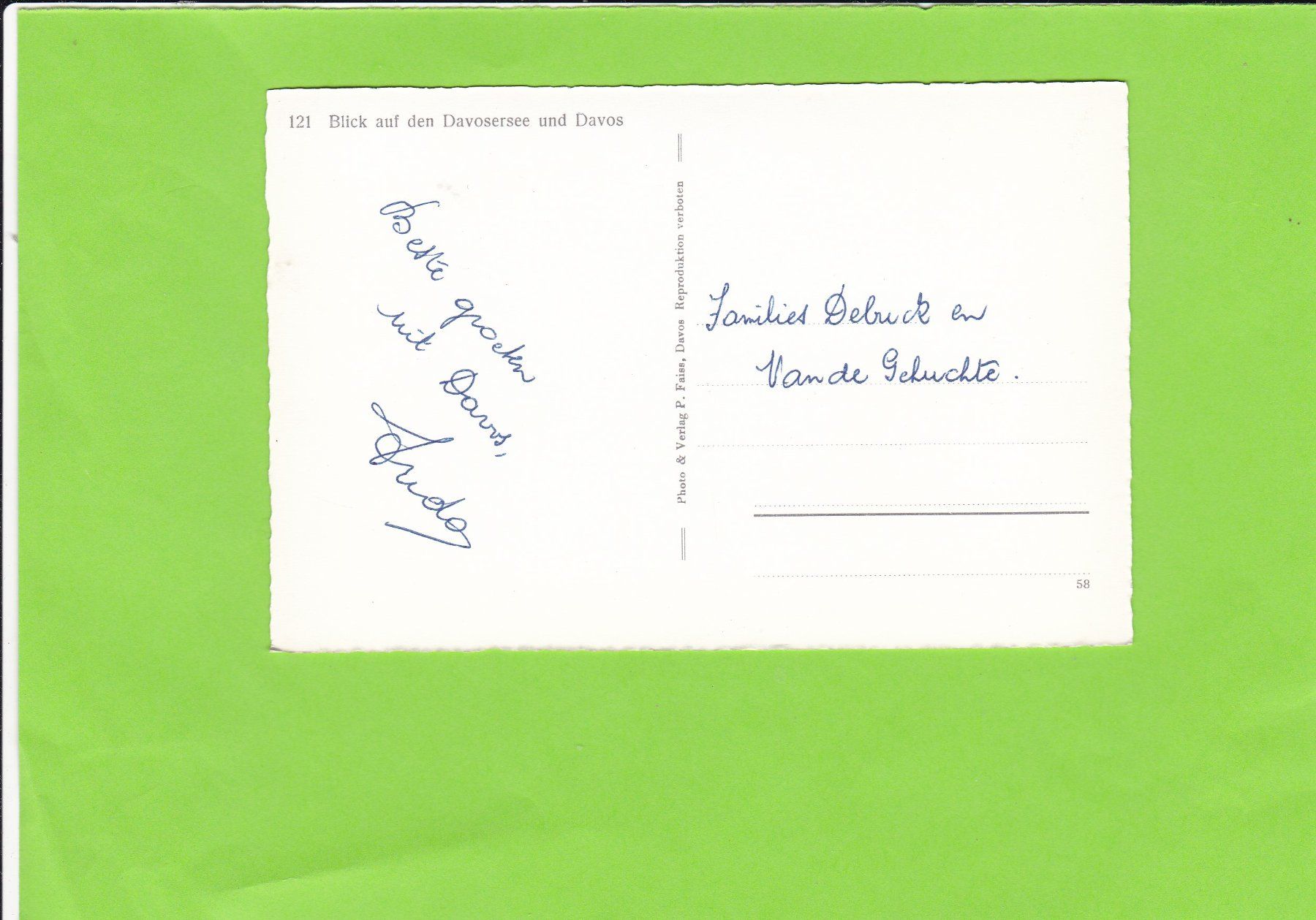 Cartoline postali: Blick auf den Davosersee und Davos – Usato da St. Peterzell venduto da neckertal 1