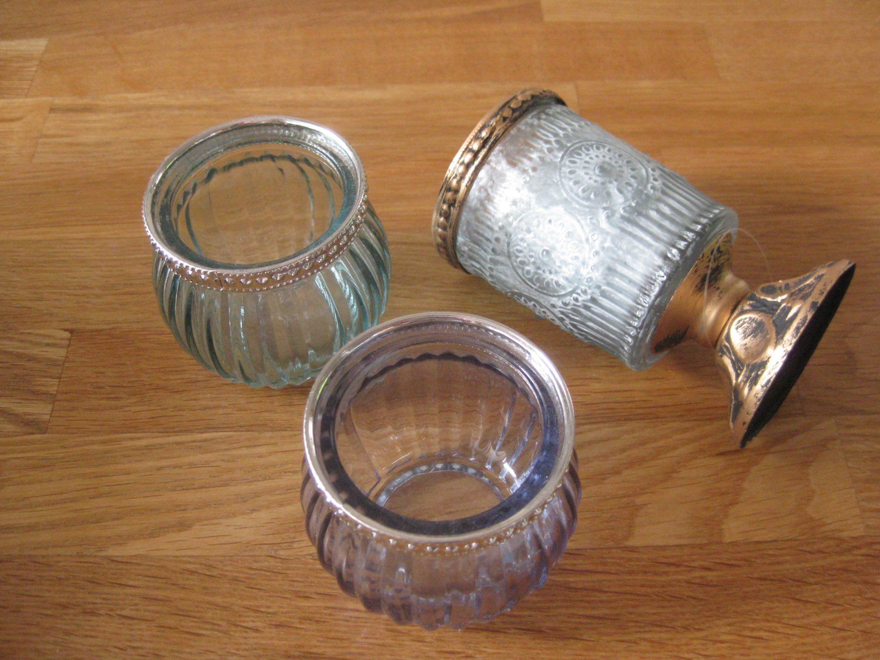 Tutte le decorazioni: 3 schöne Glas Teelichter – Nuovo (secondo la descrizione) da Romanshorn venduto da Wazoohandlung 2