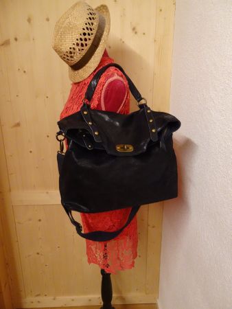 Echt Leder Tasche dunkelblau Borse in Pelle - Mo24.9