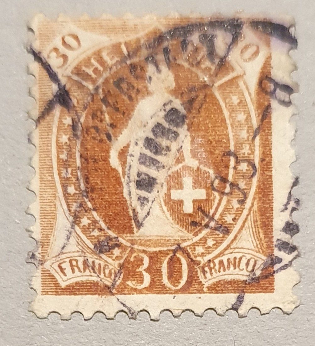 Tutti i francobolli: Stehende Helvetia 68C Kat. 80.- – Usato da Balgach venduto da SIMEON27