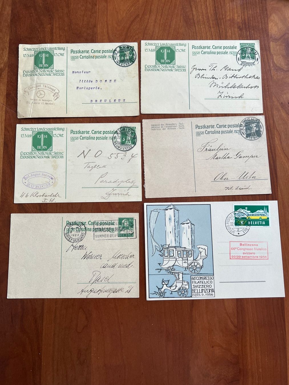 Cartoline postali: Lot mit 6 Postkarten ab 1913  (M590) – Usato da Hinwil venduto da Sidi4