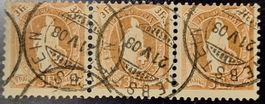 Stehende Helvetia 100B 3er - Streifen Kat. 420.- Rebstein