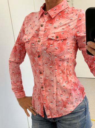 Bluse langarm rot SHK Mode Baumwolle - Gr. S