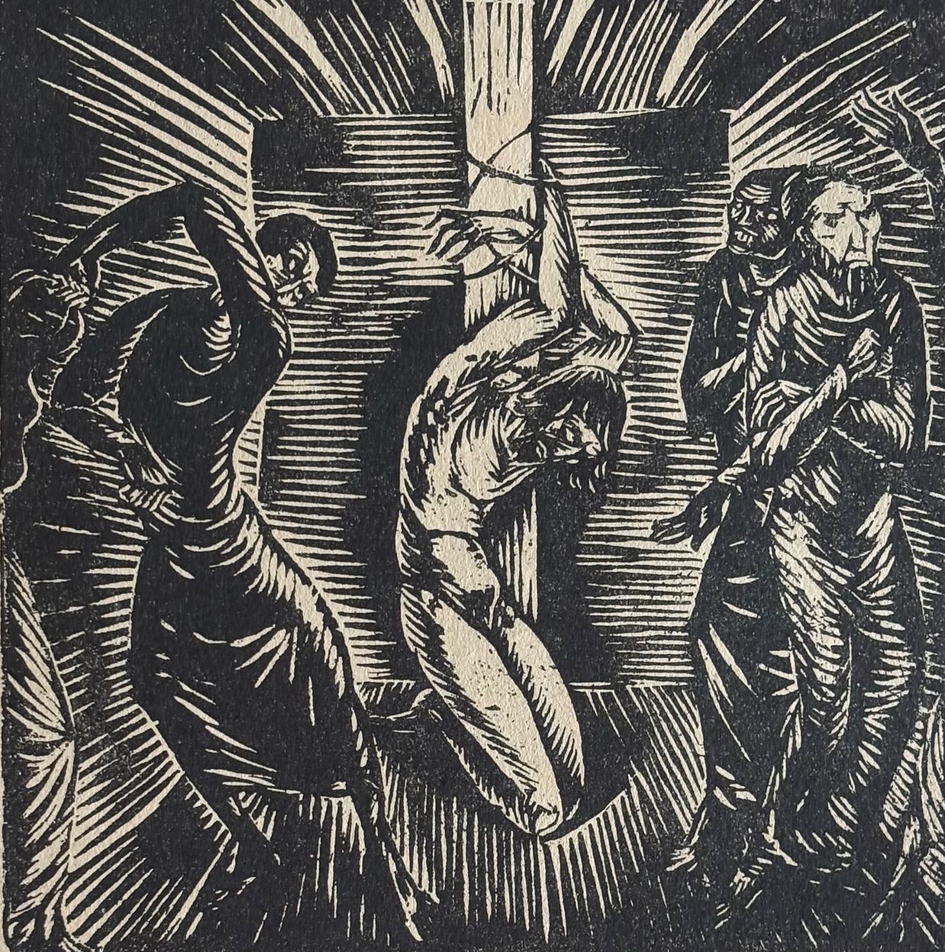 Xilografie: Ignaz Epper, 2x Holzschnitt, Samariter, Geisselung, 1920er – Usato da Frauenfeld venduto da Merk52 2