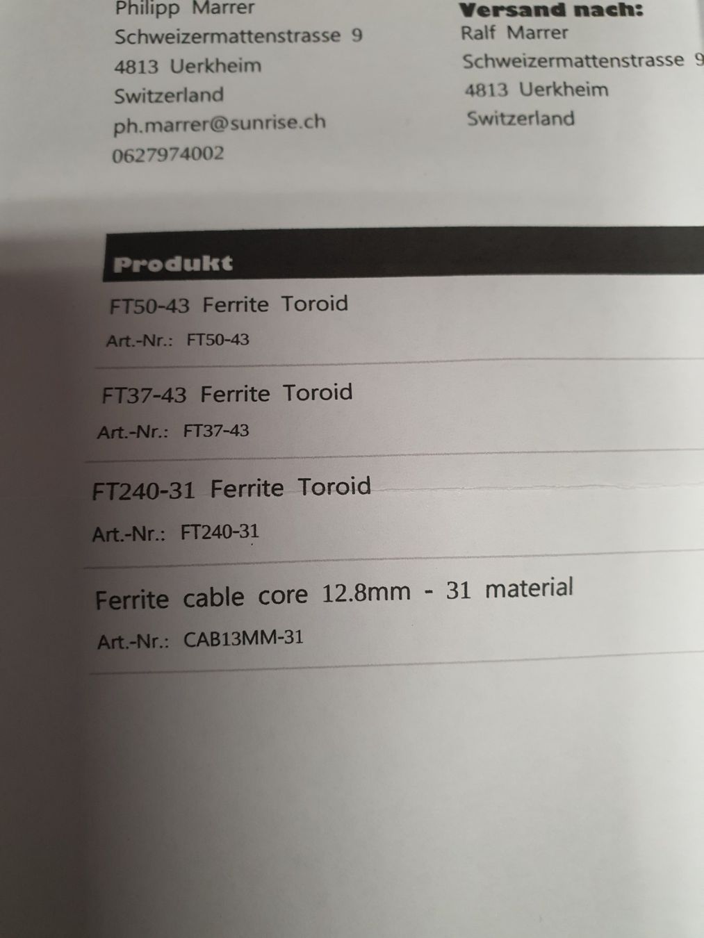 Technique de radiocom: Ferrite für MWS und Balun – Neuf (Voir description) à Holziken par Bigbuddha 2