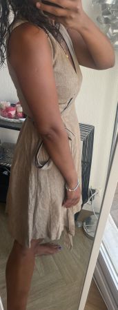 Esprit Wickelkleid beige Grösse S Leinenmix gut erhalten