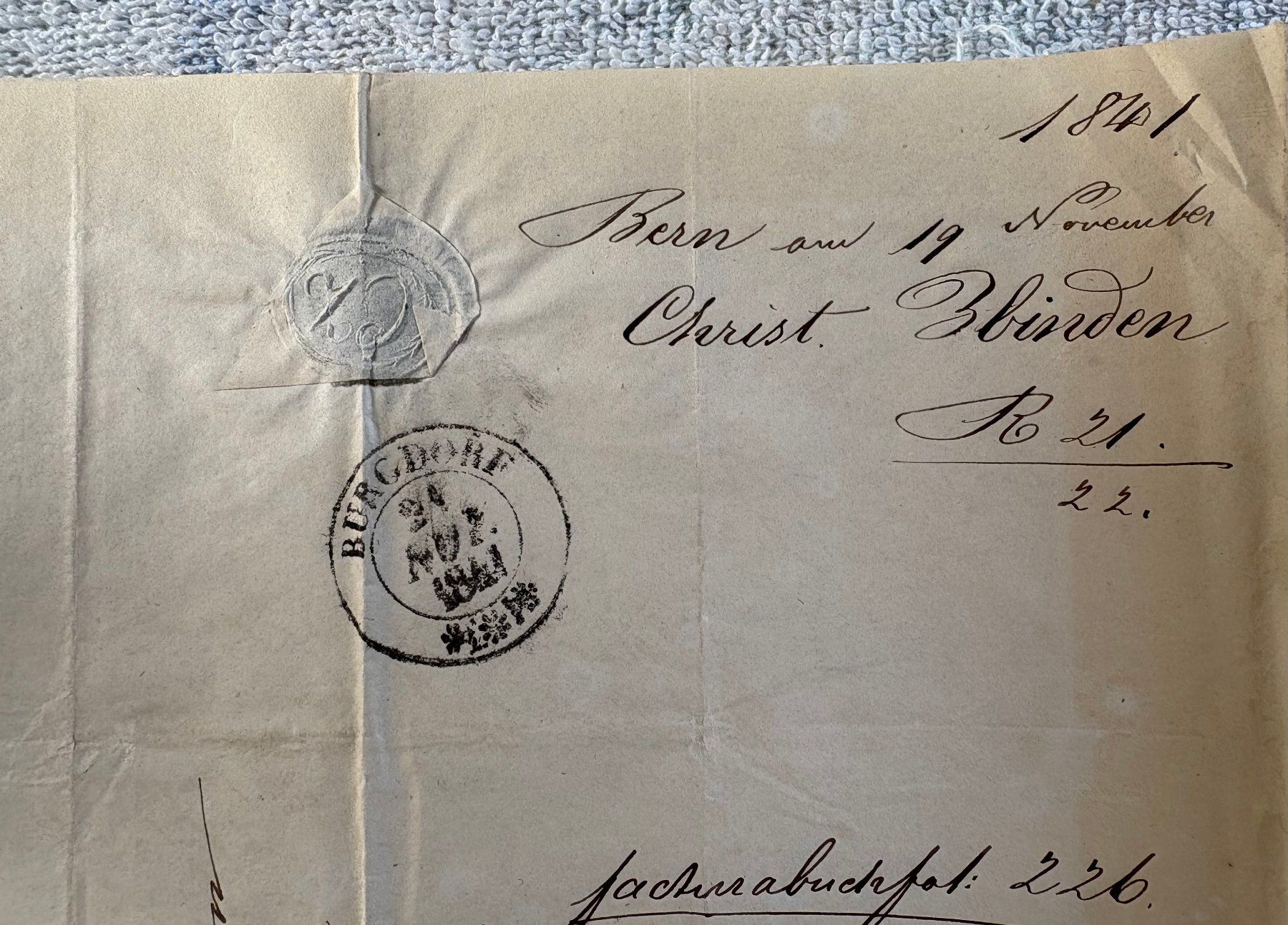 Documenti: ANTIKER BRIEF VON 1841 – Usato da Ostermundigen venduto da Kari1937 2