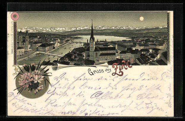 Cartes postales: Mondschein-Lithographie Zürich, Totalan – D'occasion à Berlin par bartko-reher