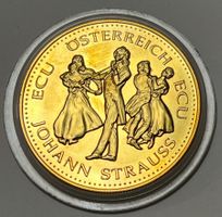 1 ECU -  Johann Strauss - Österreich - Vergoldet - 1995